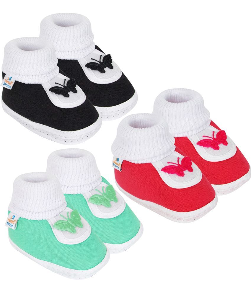     			Neska Moda - MultiColor  Booties For Baby Boy & Baby Girl 6-12 Months ( Pack of 3 )