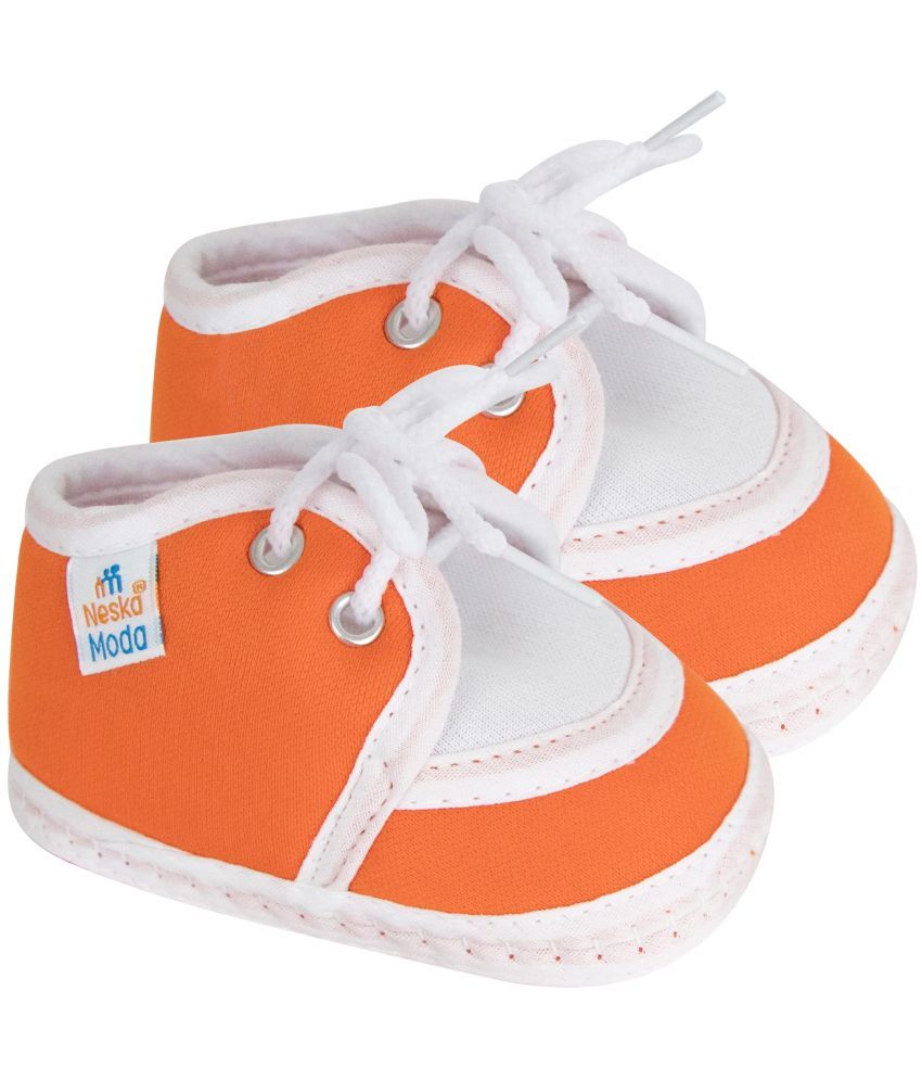     			Neska Moda - Orange Booties For Baby Boy & Baby Girl 0-6 Months ( Pack of 1 )