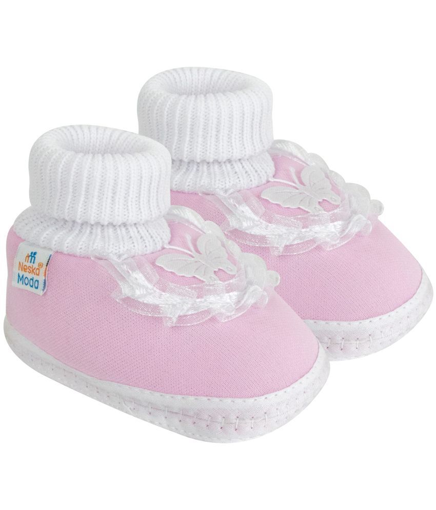     			Neska Moda - Pink Booties For Baby Girl 12-18 Months ( Pack of 1 )