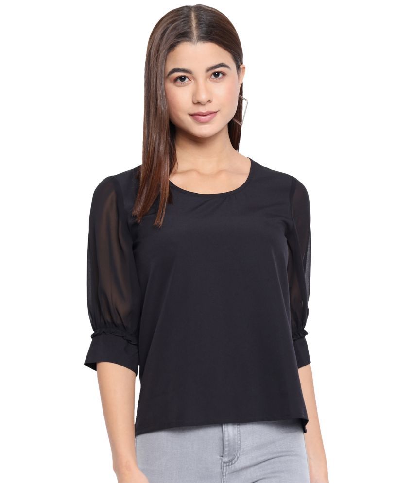     			OTIRA Black Crepe Women's Regular Top ( Pack of 1 )