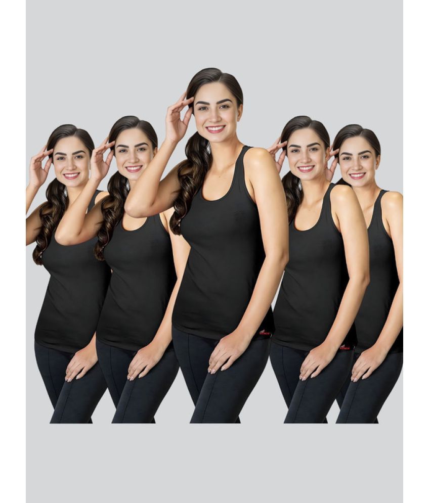     			Renox Pack of 5 Cotton Lycra Camisoles ( Black )