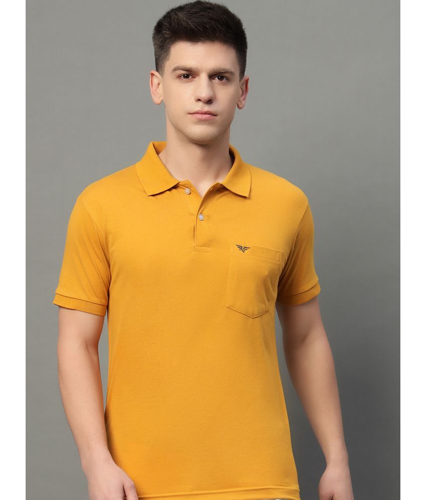     			Riss Pack of 1 Cotton Blend Regular Fit Solid Half Sleeves Men's Polo T Shirt ( Mustard )