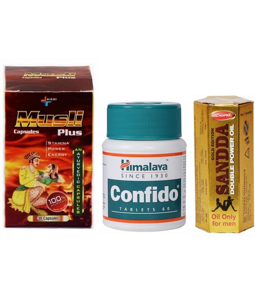     			Syan Deals Musli Plus Herbal 30 Capsule , Confido 60 Tablets & Dr Chopra Gold Sandda oil 15 ml Massage Oil