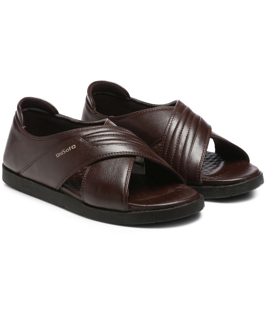     			Unisoft Brown Men's Massage Flip Flop