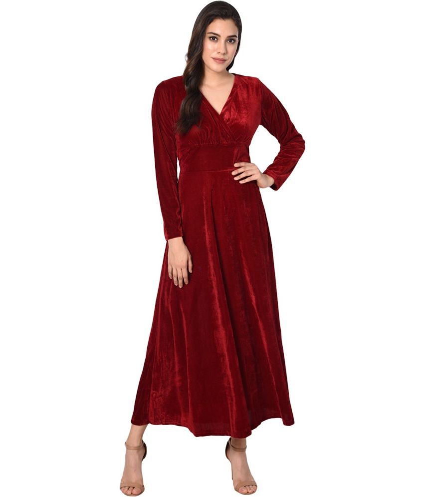     			Westchic Velvet Solid Ankle Length Women's Gown - Red ( Pack of 1 )