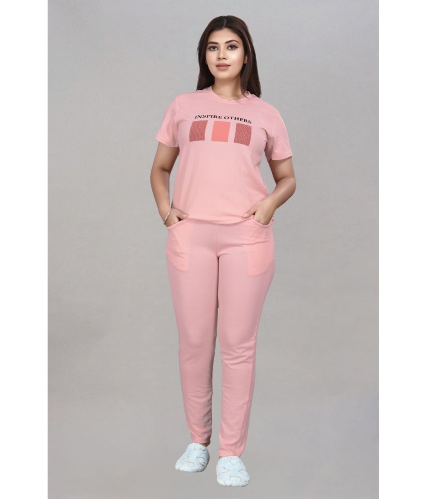     			INFRIM Pink Cotton Blend Printed Tracksuit - Pack of 1