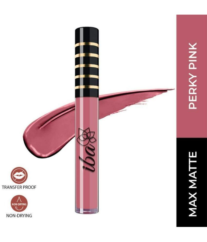     			Iba Maxx Matte Liquid Lipstick Perky Pink, 2.6 ml , Transfer Proof , Non Drying, (Pack of 1)