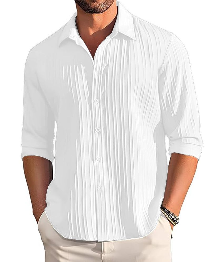     			Kintu Parantu Polyester Regular Fit Self Design Full Sleeves Men's Casual Shirt - White ( Pack of 1 )