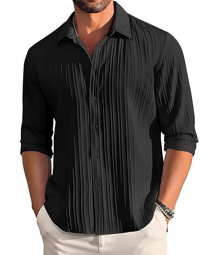     			Kintu Parantu Polyester Regular Fit Self Design Full Sleeves Men's Casual Shirt - Black ( Pack of 1 )