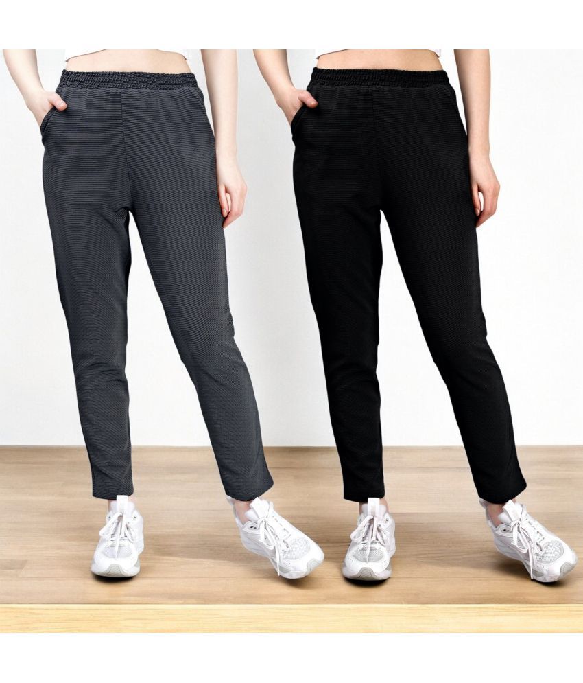     			Leewan Black Cotton Blend Women's Outdoor & Adventure Trackpants ( Pack of 2 )