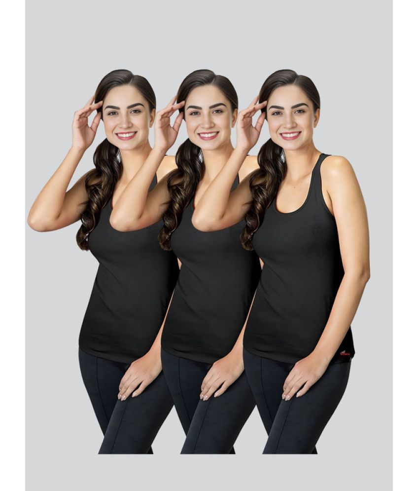     			Renox Pack of 3 Cotton Lycra Tank Top ( Black )