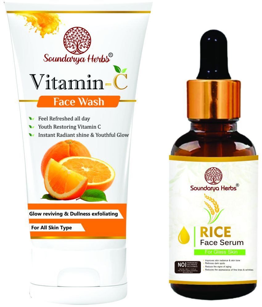     			Soundarya Herbs Vitamin C Face Wash & Skin Glowing Rice Face Serum For Men & Women Combo Set