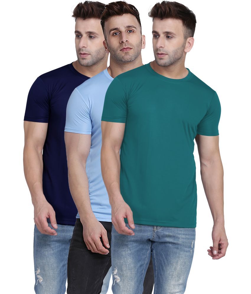     			TQH Polyester Slim Fit Solid Half Sleeves Men's Round T-Shirt - Multicolor6 ( Pack of 1 )