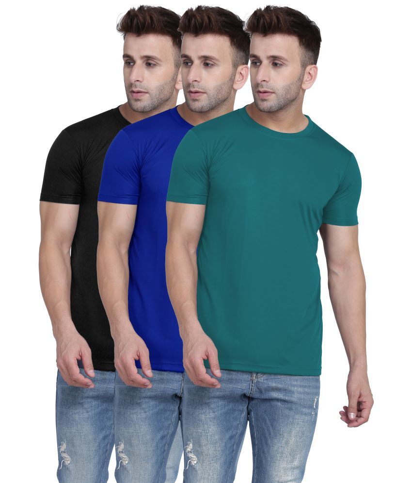     			TQH Polyester Slim Fit Solid Half Sleeves Men's Round T-Shirt - Multicolor14 ( Pack of 1 )