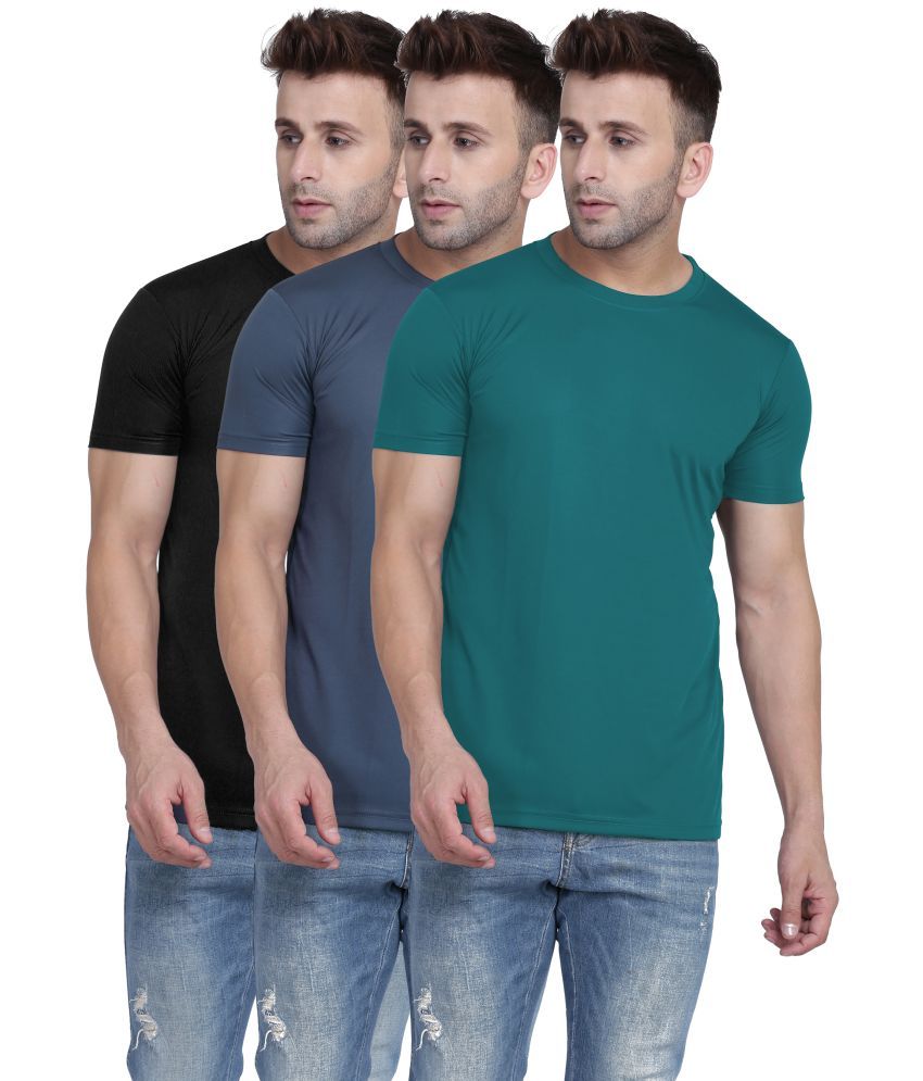     			TQH Polyester Slim Fit Solid Half Sleeves Men's Round T-Shirt - Multicolor11 ( Pack of 1 )