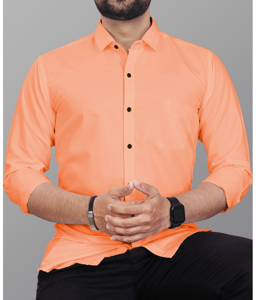     			Vyzer Cotton Blend Regular Fit Solids Full Sleeves Men's Casual Shirt - Orange ( Pack of 1 )