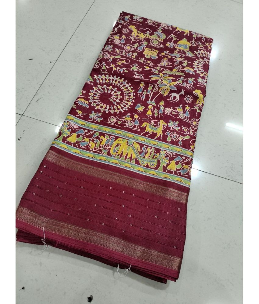     			Arkia Pack of 1 Silk Embellished Saree With Blouse Piece ( Maroon )