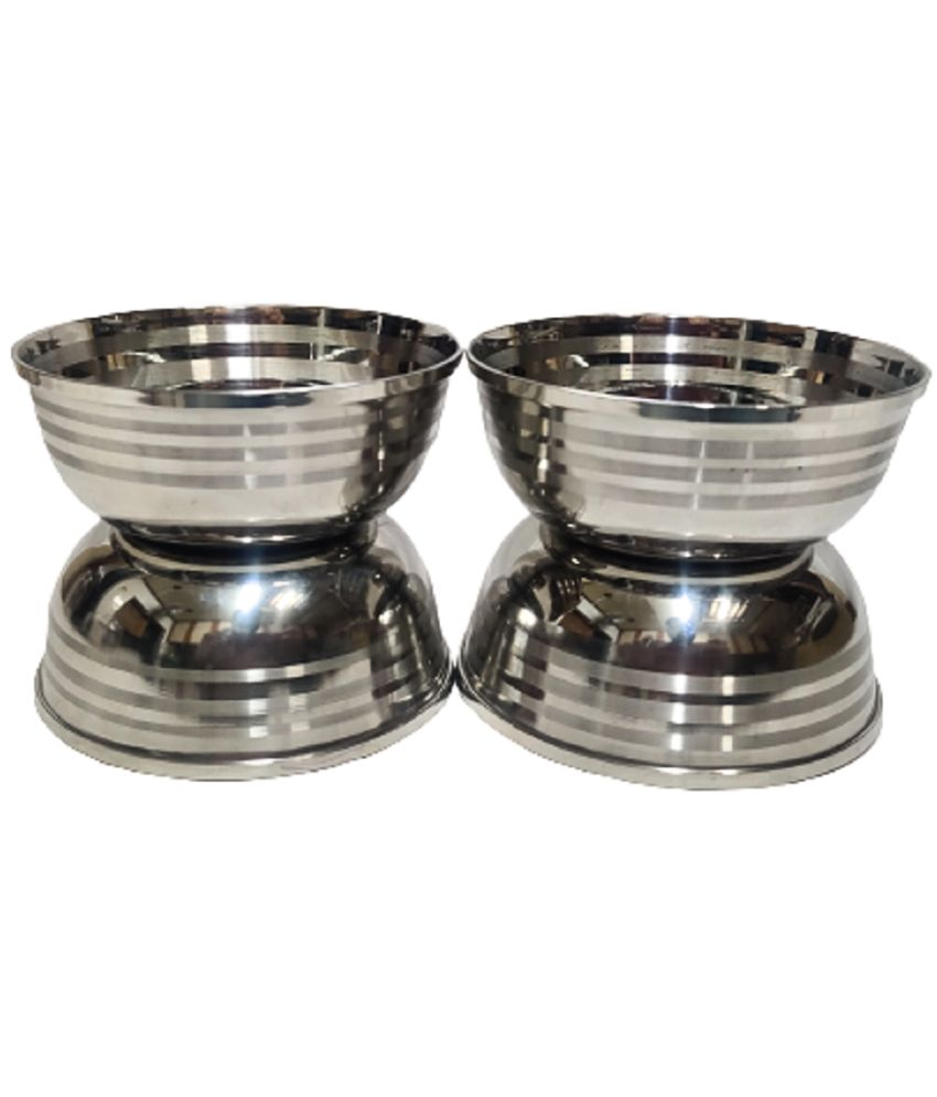     			Dynore Sabji Bowls 4 Ps Stainless Steel Plain Vegetable Bowl 9 cm ( Set of 4 ) Silver