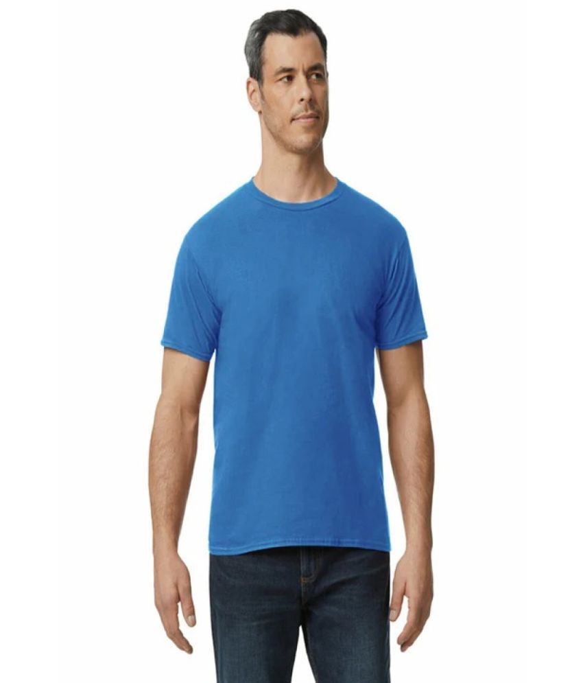     			Gildan Cotton Regular Fit Solid Half Sleeves Men's Round T-Shirt - Blue ( Pack of 1 )