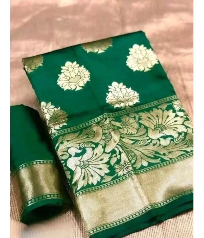     			NENCY FASHIONS Pack of 1 Kanjivaram Silk Woven Saree With Blouse Piece ( Green )