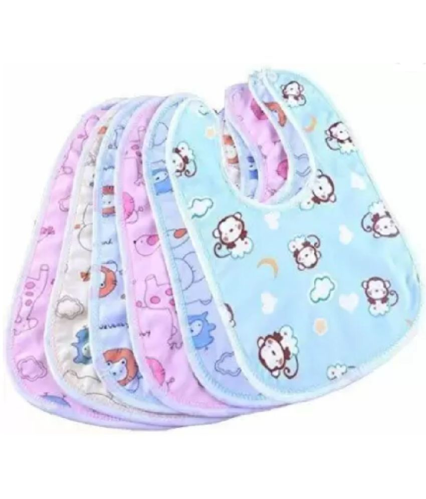     			Qin Pin Multi-Colour Cotton Bibs - Set of 6