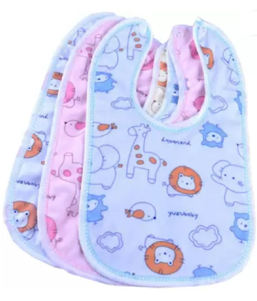     			Qin Pin Multi-Colour Cotton Bibs - Set of 3