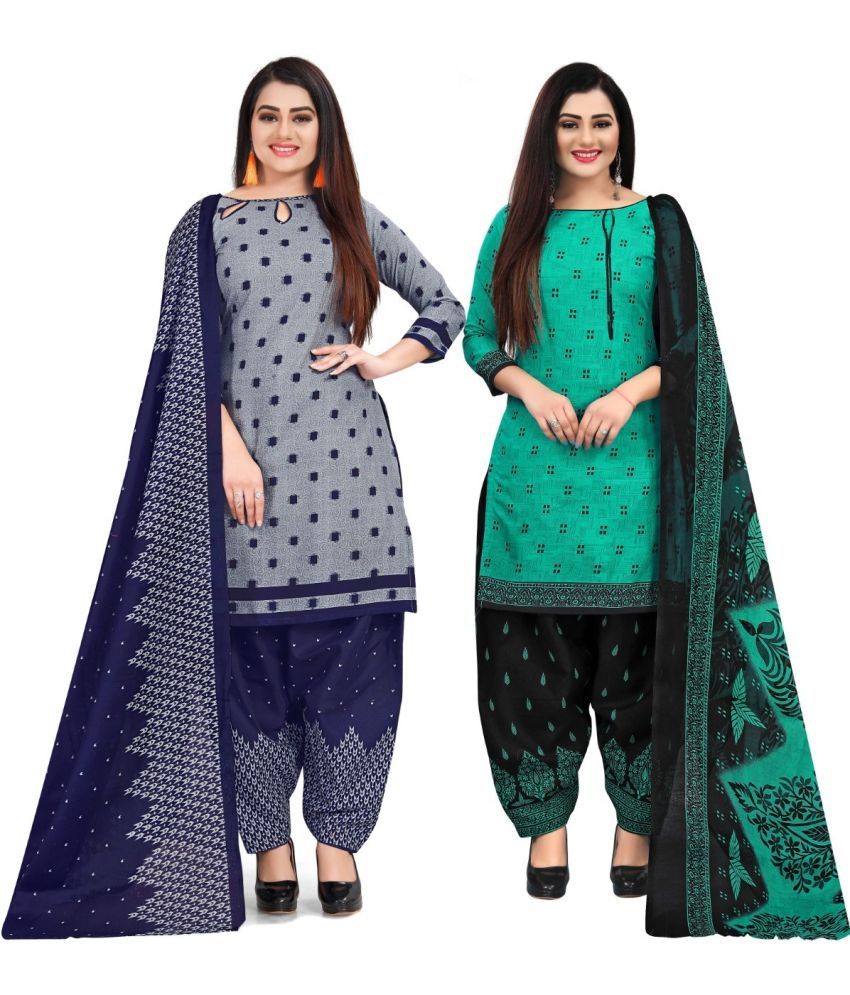     			Rajnandini Unstitched Cotton Blend Printed Dress Material - Multicolor 5 ( Pack of 2 )