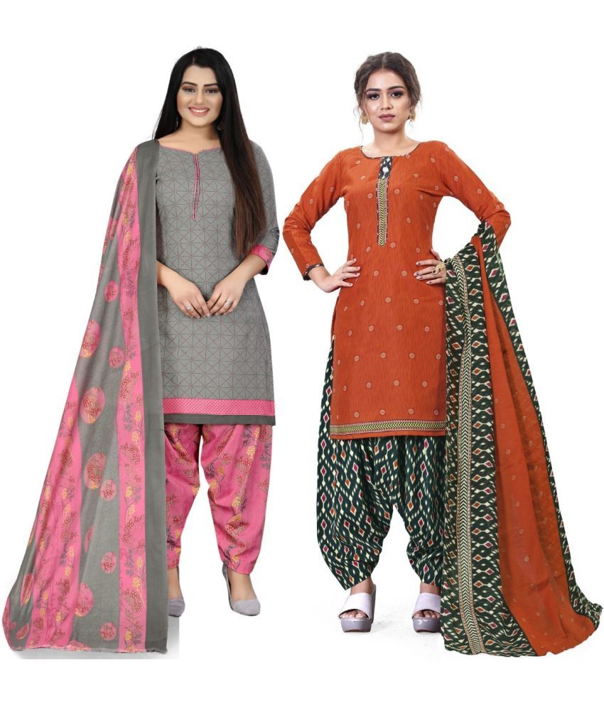     			Rajnandini Unstitched Cotton Blend Printed Dress Material - Multicolor ( Pack of 2 )