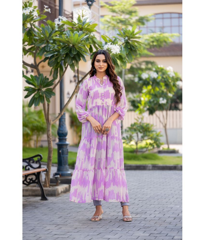     			SARINKU Pack of 1 Georgette Dyed Front Slit Women's Kurti - ( Purple )