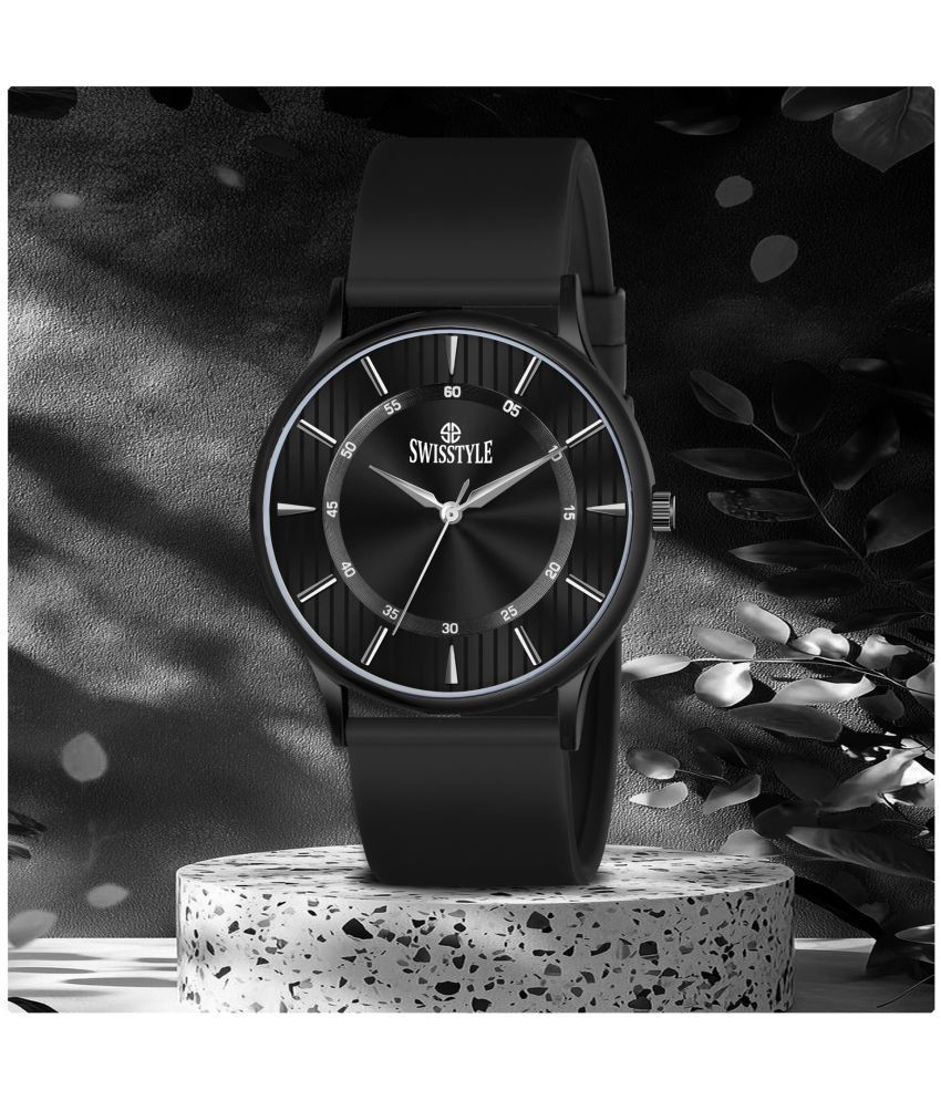     			Swisstyle Black Silicon Analog Men's Watch