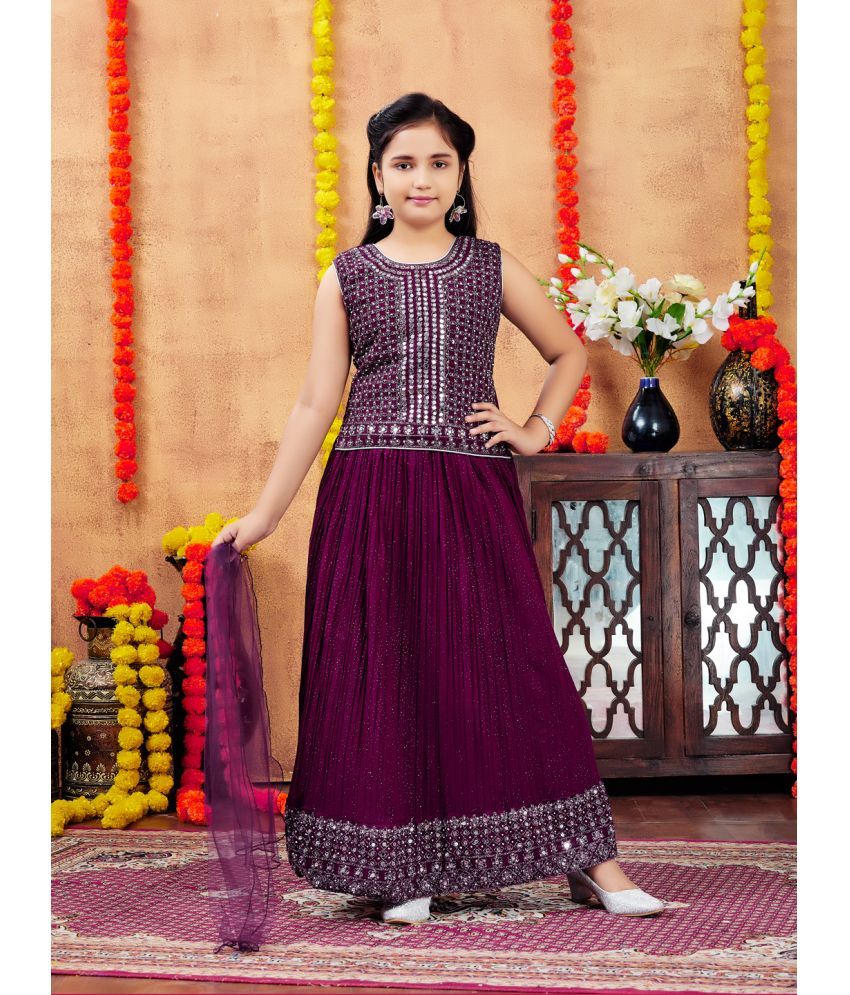     			Aarika Georgette Lehenga Choli Set For Girls ( Pack of 1 , Purple )