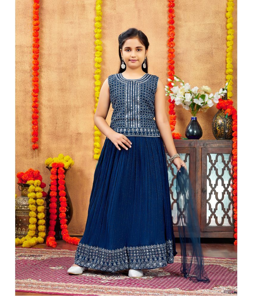     			Aarika Georgette Lehenga Choli Set For Girls ( Pack of 1 , Blue )