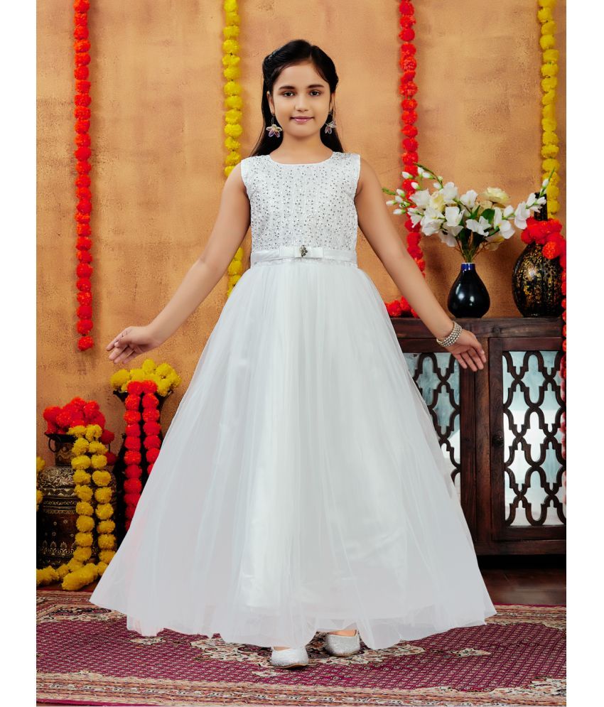     			Aarika Net Gown For Girls ( Pack of 1 , White )