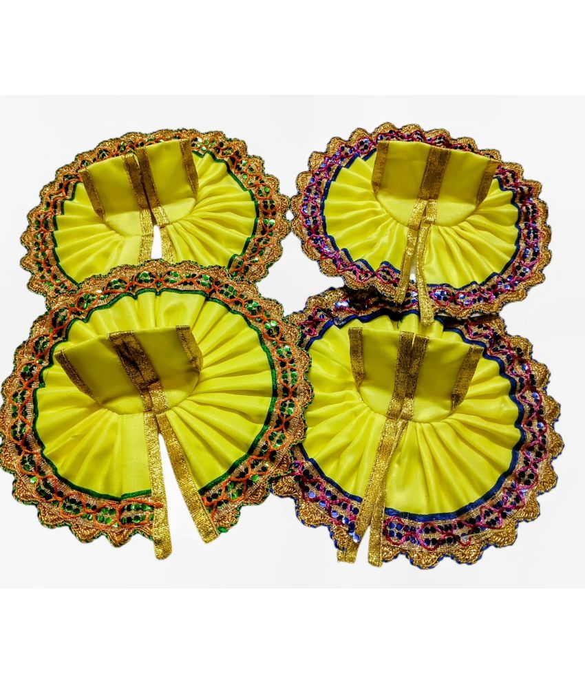     			Cherry Tree Laddu Gopal Yellow Silk Dress ( Pack of 4 )