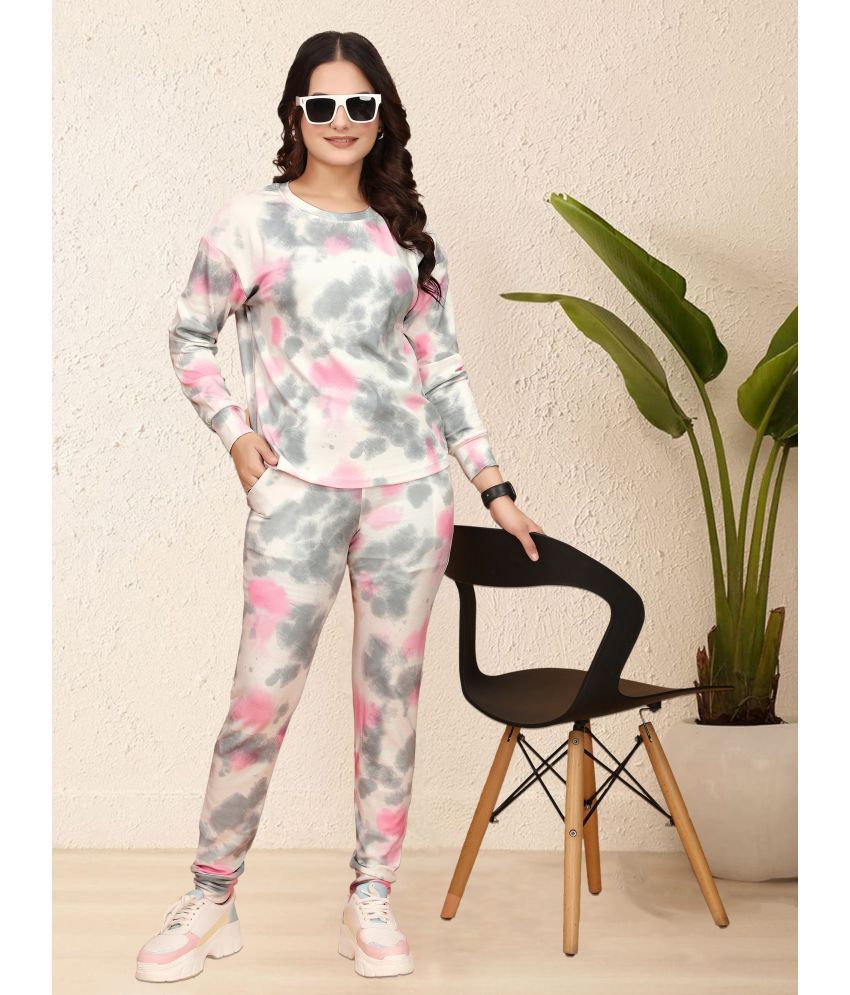     			DTR FASHION Grey Cotton Blend Printed Tracksuit - Pack of 1