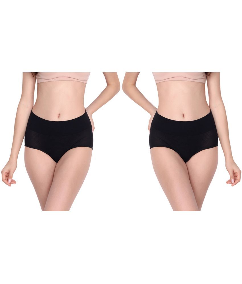     			Flenzy Pack of 2 Cotton Women's Tummy Tucker ( Black )