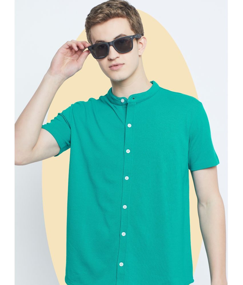     			GET GOLF Cotton Blend Regular Fit Self Design Half Sleeves Men's Casual Shirt - Green ( Pack of 1 )