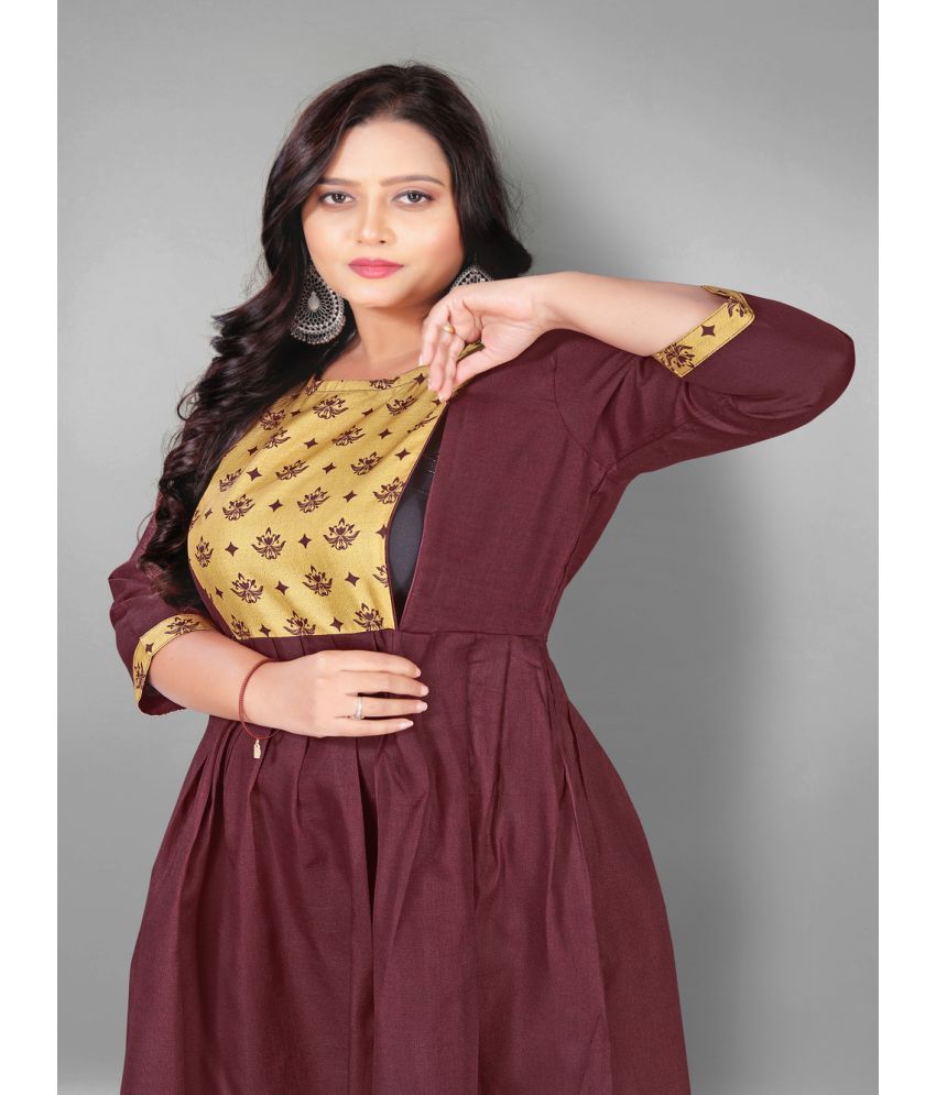     			Hetsa Maroon Cotton Blend Maternity Kurta