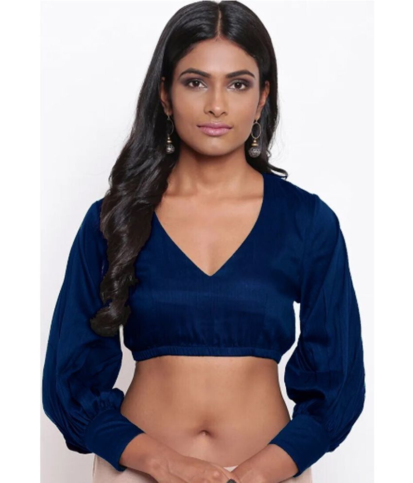     			Kulfi Blue Readymade without Pad Satin Women's Blouse ( Pack of 1 )