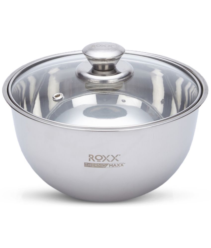     			ROXX Steel Casserole with Glass lid Steel Steel Serve Casserole ( Set of 1 , 1100 mL )