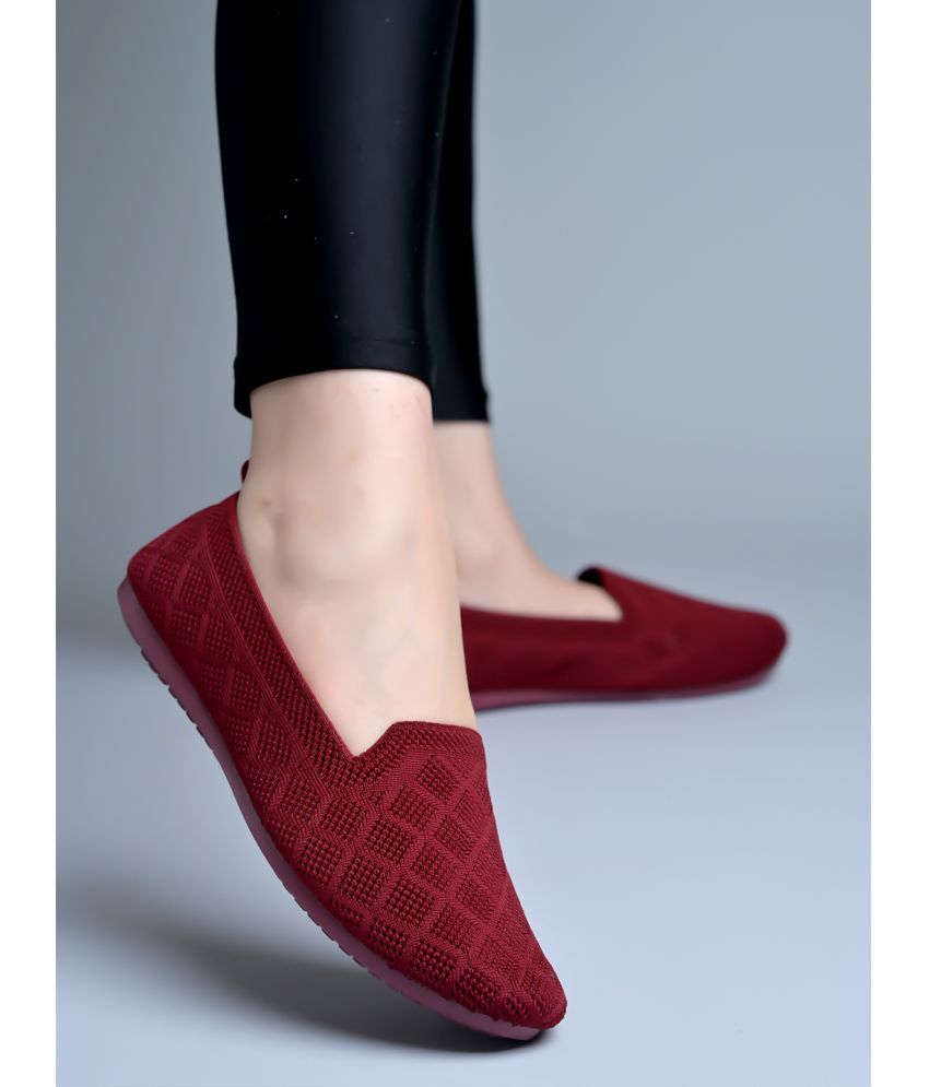     			Shoetopia Maroon Women's Ethnic Ballerinas