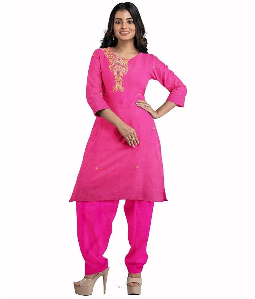     			Vrinde Unstitched Woollen Embroidered Dress Material - Pink ( Pack of 1 )