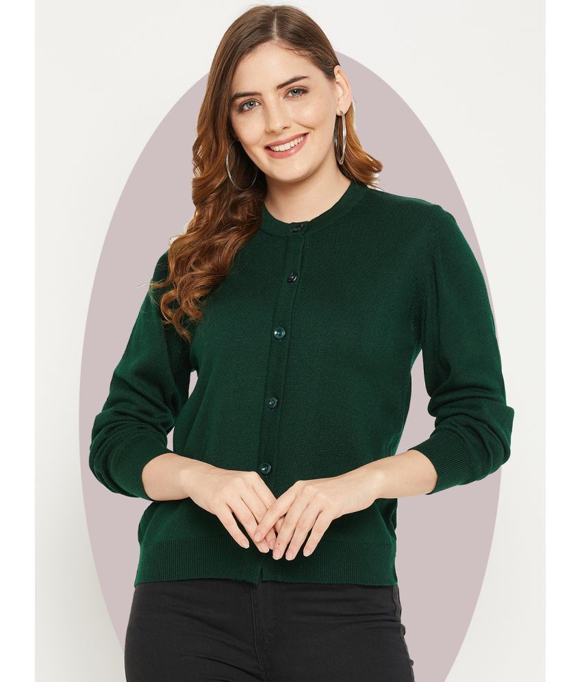     			zigo Acro Wool Round Neck Women's Buttoned Cardigans - Green ( )