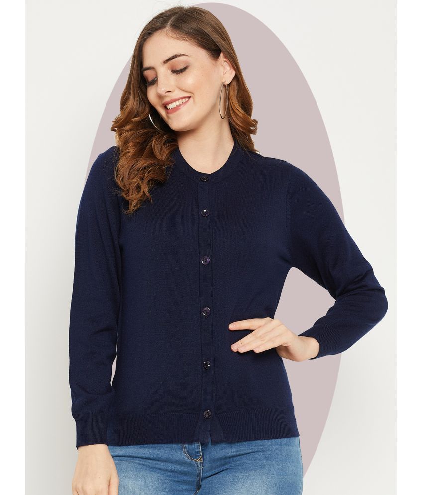     			zigo Acro Wool Round Neck Women's Buttoned Cardigans - Navy ( )