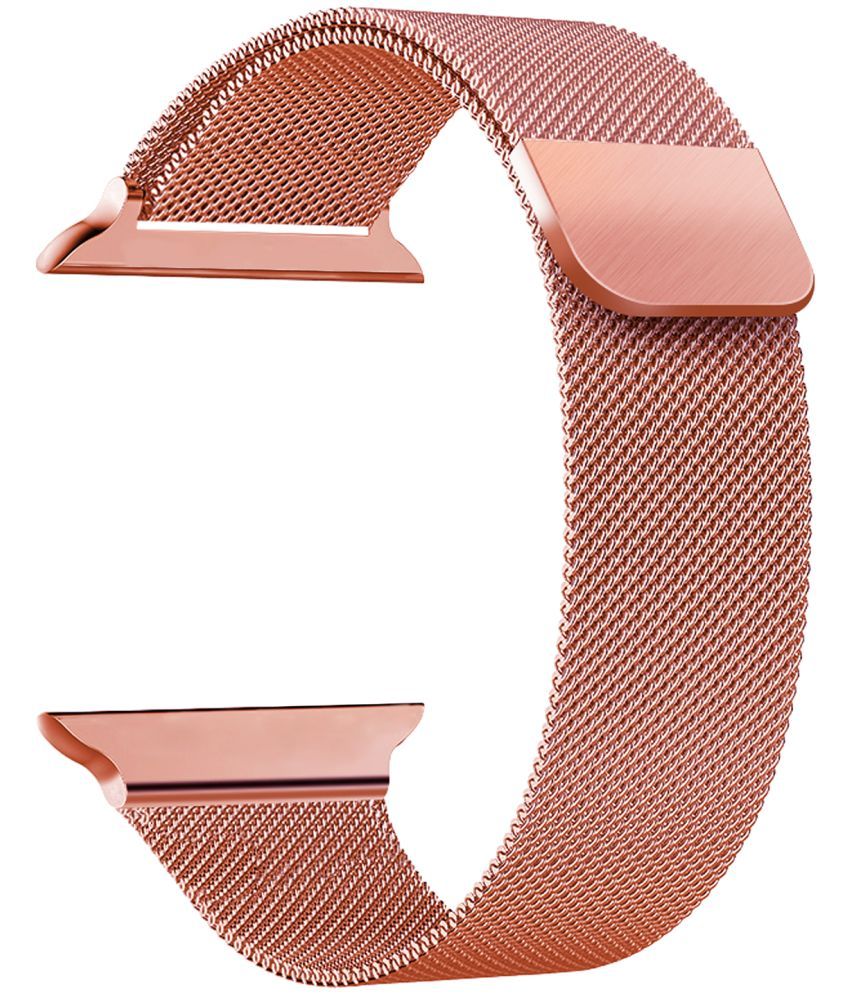     			ACM Watch Strap Slide Magnetic Loop compatible with Fire-Boltt Call Bsw014 Smartwatch Luxury Metal Chain Band Rose Gold Pink