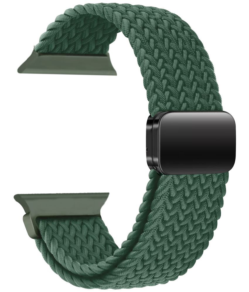     			ACM Watch Strap Slide Woven Braided Magnetic compatible with Novita Wristio 3 Smartwatch Adjustable Belt Band Green