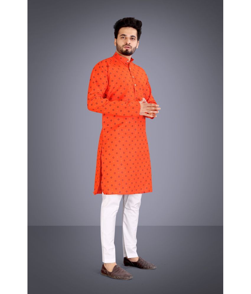     			Nofilter Orange Cotton Blend Men's Regular Kurta ( Pack of 1 )