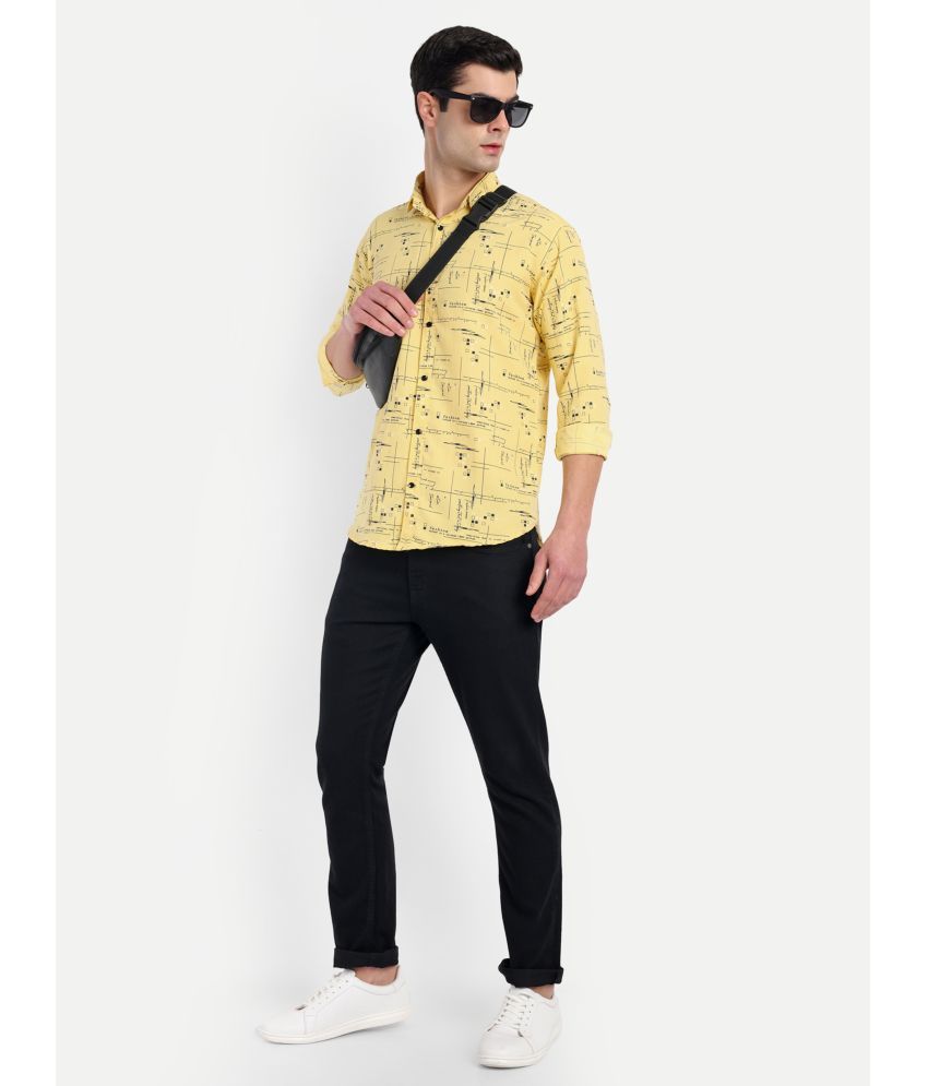     			S-LINE 100% Cotton Slim Fit Printed Full Sleeves Men's Casual Shirt - Yellow ( Pack of 1 )