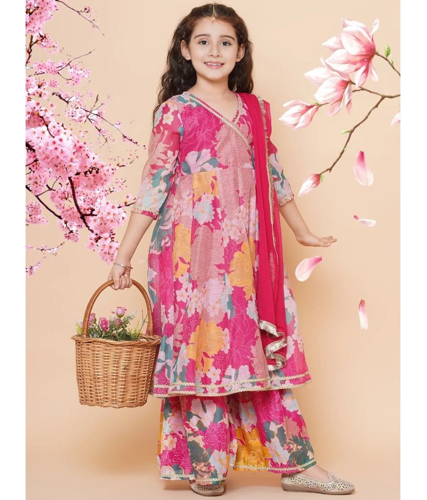     			Arshia Fashions Girls Cotton Blend Kurti with Sharara ( Pack of 1 , Pink )