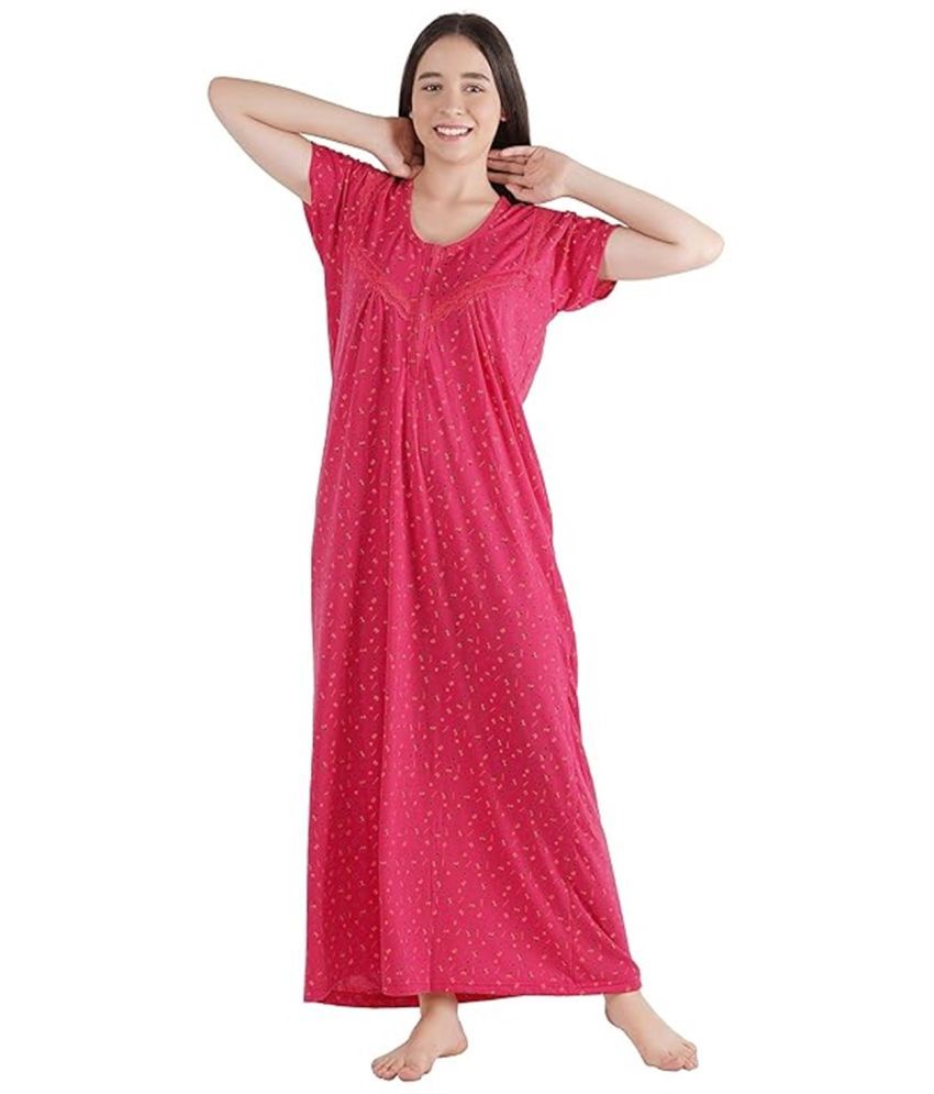     			GownNGlow Pink Hosiery Women's Nightwear Nighty & Night Gowns ( Pack of 1 )